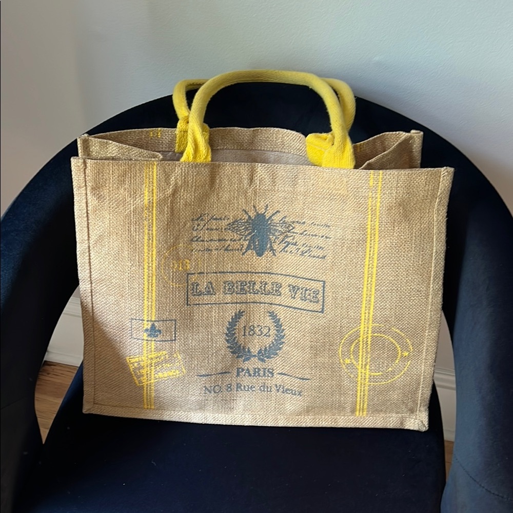 Yellow and Brown Beach Bag